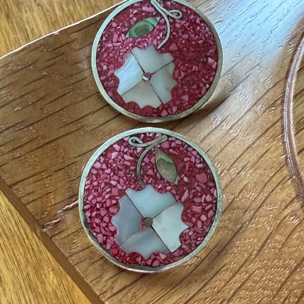 Vintage Abalone & sterling silver earrings
